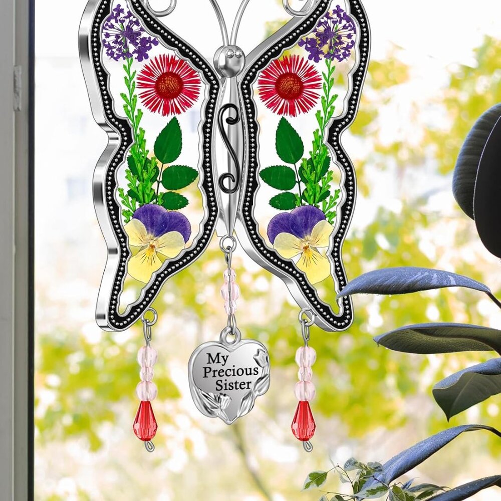 Butterfly Suncatcher Stained Glass Window Hanging Wind Chime X001Y14F7J - Picture 6 of 9